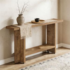 Tavolo Consolle Intelligente a Doppio Strato, Tavolo da Divano Stile Rustico, Tavolo per Corridoio e Ingresso - Product Image 4