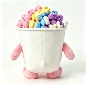 Peluche personalizado de cubo de palomitas de maíz, Peluche de palomitas de maíz en tonos pastel, Peluche de cubo de palomitas de maíz, Peluche de palomitas de maíz, Peluche con forma de comida - Product Image 3