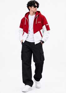 Veste à capuche zippée pour homme, couleur rouge, style streetwear décontracté, manches longues, respirante, en polyester, coupe régulière, coupe-vent pour l'hiver - Product Image 5
