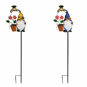 Gnome de jardin de Noël extérieur, lumière LED solaire et à piles, étanche IP65, en fer - Product Image 1