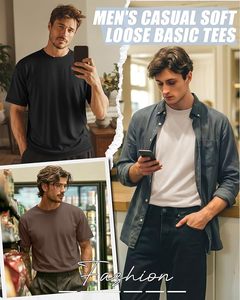 Camiseta de Algodón para Hombre, Estilo Nuevo, Manga Corta, Cuello Redondo, Color Sólido Informal, Transpirable, Ecológica, de Secado Rápido, Ajuste Holgado, para Uso Diario en Verano - Product Image 6