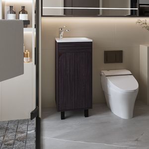 Mobile da Bagno FM FURNITURE in Quarzite Wengue con Lavabo Integrato e Rubinetto - Product Image 1