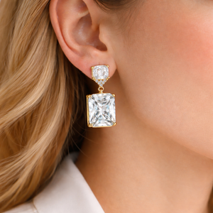 Lab Created Diamond 14K Solid Gold Dual Tone <b>Drop</b> <b>Earrings</b> Diamond <b>Earrings</b> <b>Drop</b> <b>Earrings</b> For Women Dangle <b>Bridal</b> Luxury Jewelry - Product Image 4