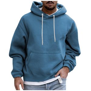 Sweat à capuche unisexe haut de gamme anti-rétrécissement, coupe oversize, avec logo personnalisé brodé, technique hiver épais, 100% coton molletonné pour homme - Product Image 6