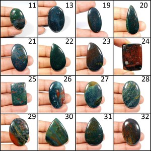 Cabochon en pierre de sang naturelle |   Pierre précieuse Héliotrope verte et rouge |   Bijoux faits à la main en pierre |   Cabochon de cristal de guérison - Product Image 2
