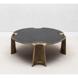 Meubles de salon de style moderne, table d'appoint en métal moderne avec pieds en métal argenté ronds - Product Image 4