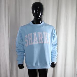 Sudadera SHARKS SKY BLUE con Cuello Alto, 100% Blanca, Apliques Bordados, Cuello Ancho, URBAN PRODUCTIONS - Product Image 3