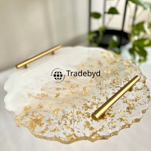 Bandeja de Resina Moderna Hecha a Mano de Lujo, Plato Decorativo para Servir Tradebyd - Product Image 4
