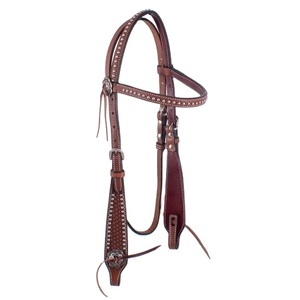 Top Trendy100 % cuero genuino occidental tallado Headstall con Stud Work Top proveedor indio fabricante Saman Exports - Product Image 1