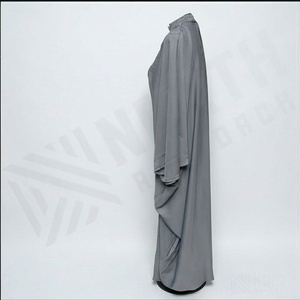 Taille Unique Nouveau Style Mode Musulmane Élégante Manches Chauve-Souris Écharpe Brodé Hijab Abaya Style Moderne Tenue Pudique Couleur Personnalisée - Product Image 3