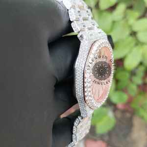 Montre de luxe en diamant avec bracelet en moissanite argentée, boîtier en cristal saphir, mouvement à quartz ETA, pour homme, 28 mm, fermoir déployant, étanche 10 m - Product Image 4