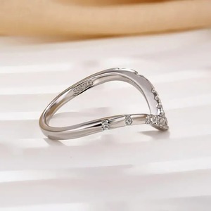 Premium Design 925 Moissanite <b>Simulated</b> <b>Diamond</b> Matching Curved Wedding Band In Sterling Silver White Gold Plated for Women's - Product Image 4