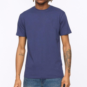 Camiseta de Manga Corta para Hombre, Cuello Redondo, Color Azul Marino, Corte Regular, Algodón Jersey, Estilo Casual, Color Sólido, Tejido Liso - Product Image 3
