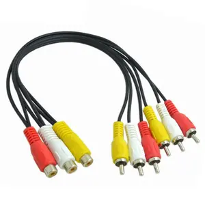 Séparateur de câble AV, 3 RCA femelle à 6 RCA mâle répartiteur vidéo composite adaptateur câbles de sortie cordon