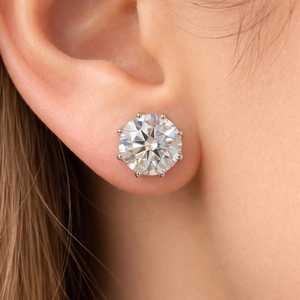 Hot Selling 3CT Round Cut Moissanite Stud <b>Earrings</b> For Women's 925 <b>Silver</b> Fine Trendy Party Jewelry For Wedding Bride - Product Image 2