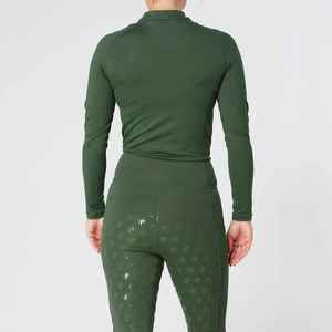 เสื้อเบสเลเยอร์สำหรับขี่ม้าผู้หญิงรุ่นใหม่ล่าสุด สีสันตามสั่ง หรูหรา แขนยาว ผ้ายืดสแปนเด็กซ์ ไนลอน ทรงเข้ารูป - Product Image 6