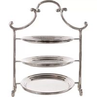 Élégant support à dessert argenté à 3 niveaux, plateau de service vertical en métal poli miroir pour le goûter et les événements festifs