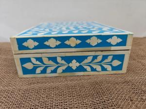 Boîte à bijoux artisanale en os incrusté, motif floral marocain, écologique, pour rangement décoratif, décoration de table, nouvel an - Product Image 6