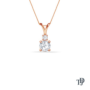 Pendentif élégant en or 10K avec diamant rond (naturel) à quatre griffes en V, breloque en diamant (naturel) - Product Image 2