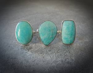 Amazonite <b>Ring</b> Sterling Silver Adjustable Blue Green Gemstone <b>Ring</b> Calming <b>Crystal</b> Jewelry Gift For Her - Product Image 1