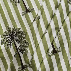 Hand Block Printed Cambric Cotton Fabric Palm Tree Pattern 42 Inch Width 1 Meter Lightweight Soft Eco-Friendly Curtain <b>Bag</b> Craft - Product Image 4