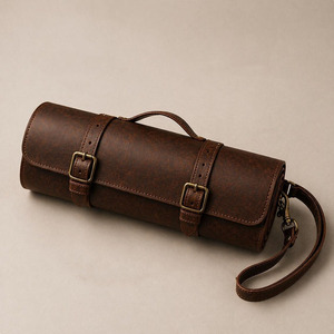 Luxury leather <b>tool</b> <b>roll</b> organizer bags wholesale OEM supplier custom logo export quality portable storage leather <b>tool</b> <b>roll</b> - Product Image 2