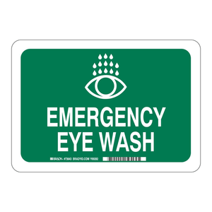 Panneau de signalisation d'urgence Brady pour rinçage des yeux - Panneau d'avertissement en aluminium pour les zones de sécurité des laboratoires et des sites industriels - Product Image 3
