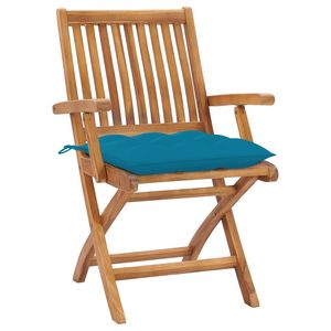 Juego de 8 Sillas de Patio Azul Claro con Madera Natural, Muebles de Exterior Cómodos con Cojines Azules Elegantes - Product Image 2