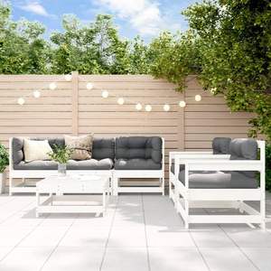 Conjunto de Muebles de Jardín de Madera de Pino Maciza, Grande, en Blanco y Antracita - Product Image 1