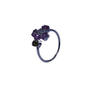 Anillo Clásico de Plata de Ley 925 con Turmalina Multicolor para Mujer, Joyería Plateada para Bodas - Product Image 5