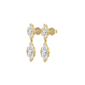 Boucles d'oreilles en diamants créés en laboratoire 3,14 CTW en or rose 9 carats avec coupe en forme de marquise, bijoux haut de gamme, cadeau idéal - Product Image 4