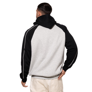 Custom Men <b>Full</b> <b>Zip</b> <b>Hoodie</b> Contrast Panel Style Drawstring Hood Fleece Sweatshirt Two Side Pockets Sport Casual Streetwear - Product Image 1