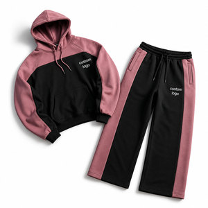 Conjunto Deportivo Unisex con Capucha y Bloques de Color, 100% Algodón, 450 g/m², Sudadera Casual con Bolsillos y Cordón Ajustable - Product Image 1