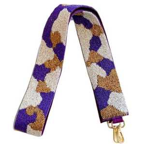 Handmade Cotton Beaded Bag Strap Camouflage Pattern Cross Stitch <b>Craft</b> Accessory - Product Image 1
