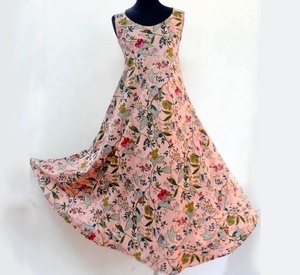 Vestido indio de algodón estampado a mano, vestido largo, túnicas, estilo tejido, Top con cintura natural, ropa de playa - Product Image 1