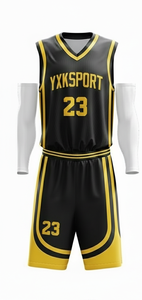 Uniformes de basket-ball en gros 2026 |   Maillots respirants et légers en polyester imprimé à 100 % avec col en V |   Équipe professionnelle sans manches - Product Image 2