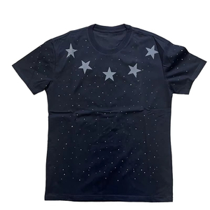 T-shirt formel surdimensionné pour homme, personnalisé avec strass sur toute la surface, 100 % coton, manches courtes, respirant et infroissable – Meilleures ventes - Product Image 3