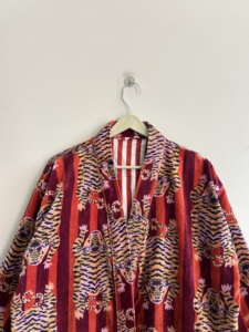 Nouvelle robe de chambre kimono en velours imprimé motif tigre, longue veste de détente pour la plage et les loisirs - Product Image 3