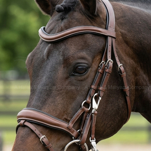 Brida Anatómica de Cuero Marrón Personalizada para Caballo, sin Bocado, con Frentealargador Acolchado Curvo y Alivio de Presión Lateral, Ergonómica para Equitación - Product Image 2