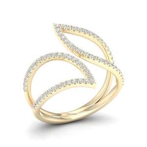 Bague de fiançailles et d'anniversaire de luxe en or 10K 14K 18K et argent 925 935, sertie d'un diamant de laboratoire taillé en spirale de feuille, inspirée de la nature - Product Image 2