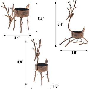 Lot de 6 lanternes décoratives de Noël en fer en forme de rennes pour bougies chauffe-plat, idéales pour les fêtes et comme centre de table décoratif - Product Image 1