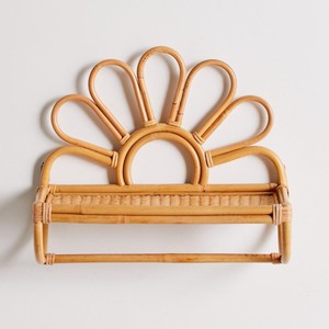 Rattan <b>shelf</b> <b>rack</b> flower design wall hanging <b>shelves</b> decorative organizer for bedroom bathroom - Product Image 3