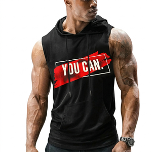 Sudadera sin mangas con capucha para hombre, ropa deportiva de algodón, sudadera con capucha para fitness, fabricante OEM ODM, sudadera sin mangas para hombre - Product Image 6