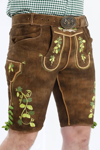 Pantalones Cortos Tradicionales Bordados de Cuero Genuino para Hombre, Traje Bávaro Modelo Ews 0001, Ropa para Oktoberfest - Product Image 6