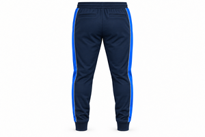 Pantalones Jogger Azules para Hombre con Lavado Ácido, Paneles Laterales Azules, Cintura Elástica con Cordón, Bolsillos con Cremallera, Puños Acanalados, 100% Algodón Ecológico - Product Image 2