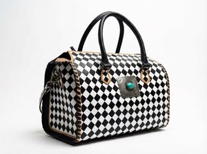 Checkered Genuine Leather Shoulder Bag Women <b>Handbag</b> Zipper Purse Portable Daily Travel Bag Luxurious Look - Product Image 1