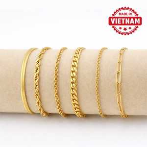 18K Gold PVD Plated Stainless Steel <b>Bracelet</b> <b>Set</b> Tarnish Free Jewelry Stackable Chain B2B Wholesale Custom Jewelry - Product Image 1