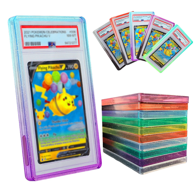 TPU Mixed Gradient Color Glitter Clear Back Panel Plate Graded Card Slab Bumper Guard P s a Slab Protector with Back Panel Plate