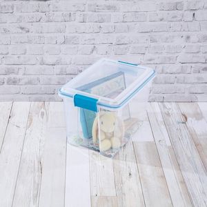 Contenitore di Stoccaggio Impilabile in Plastica Trasparente da 20 Qt con Coperchio a Chiusura Ermetica per Organizzazione del Seminterrato - Product Image 3