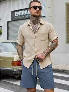 กางเกงขาสั้นผู้ชายผ้าลูกฟูก กางเกงขาสั้นลำลอง เอวยางยืด มีเชือกผูก เหมาะสำหรับฤดูร้อนและชายหาด สไตล์เรโทร ผ้าคอร์ดูรอย - Product Image 3